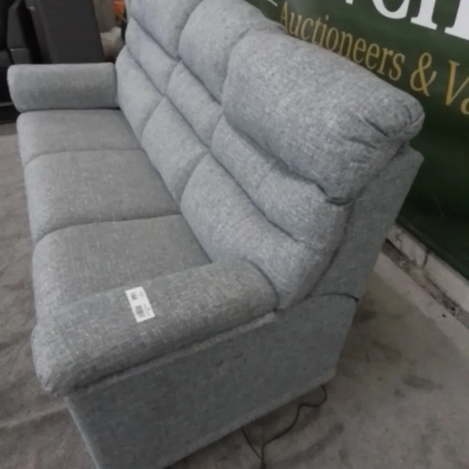DESIGNER G PLAN MADE MALVERN AROLA SKY FABRIC ELECTRIC RECLINING THREE SEATER SOFA