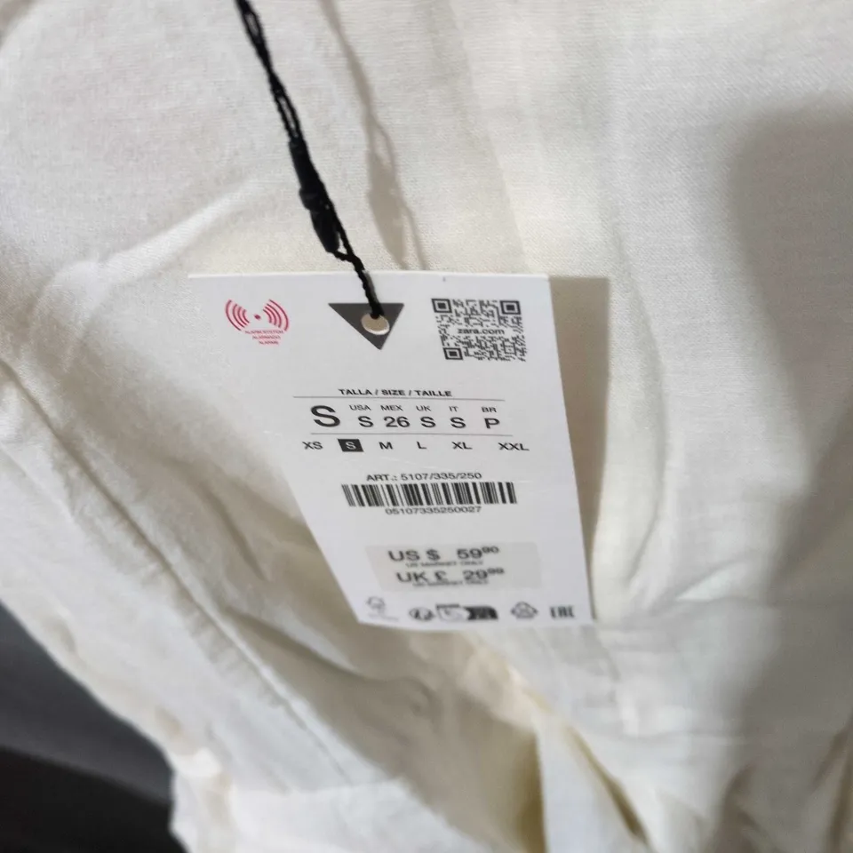 ZARA WHITE STRAPPY CAMISOLE TOP WITH TIERED RUFFLES – SIZE S 