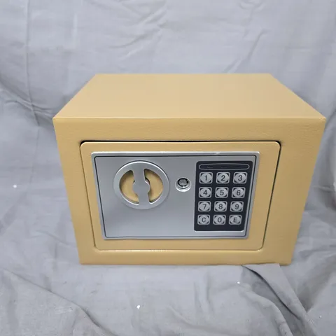 YELLOW ELECTRONIC HOME SAFE WITH KEYPAD AND CIRCULAR DIAL LOCK