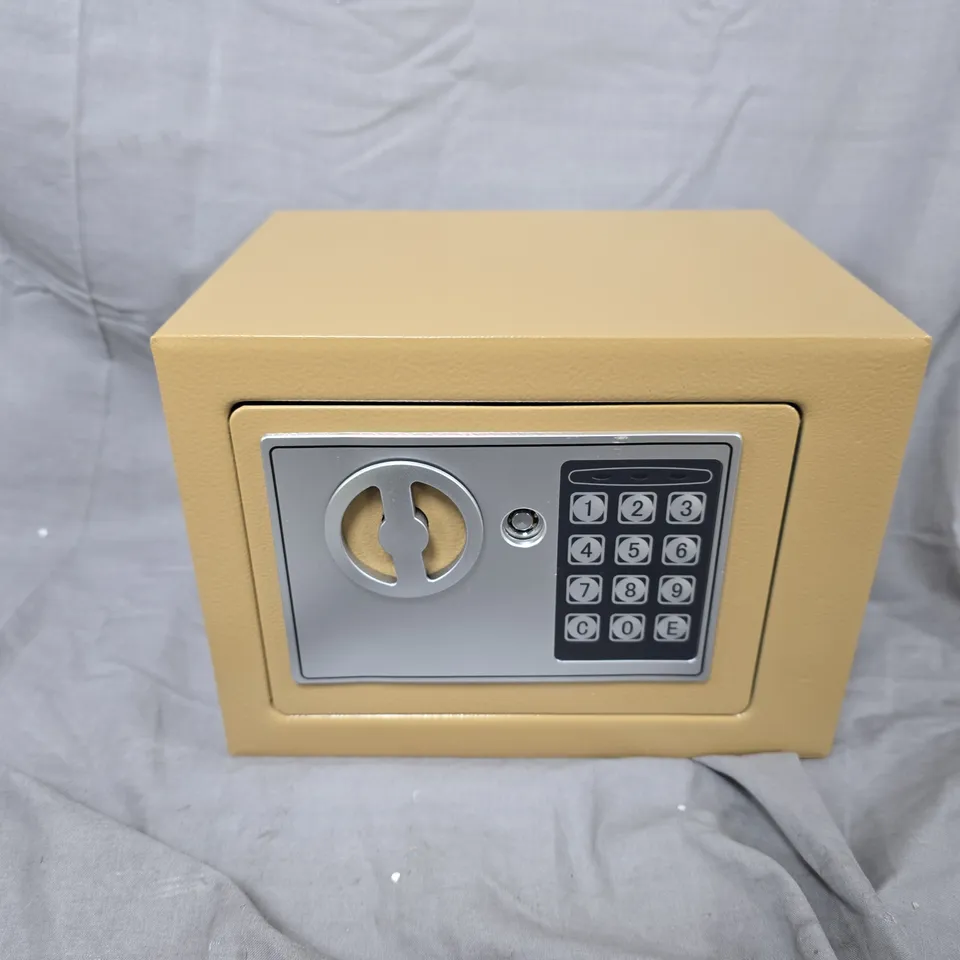 YELLOW ELECTRONIC HOME SAFE WITH KEYPAD AND CIRCULAR DIAL LOCK