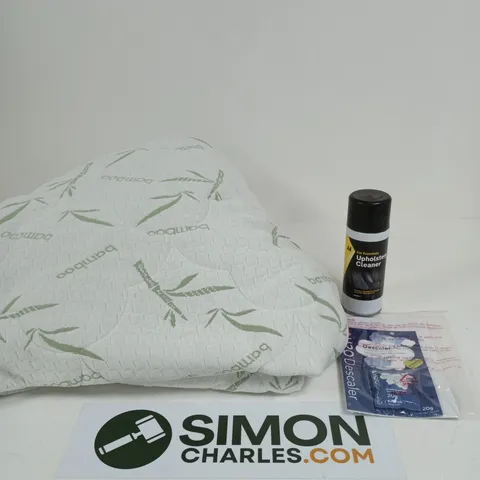 APPROXIMATELY 15 ASSORTED HOUSEHOLD ITEMS TO INCLUDE BAMBOO MATTRESS PROTECTOR, H20 DESCALER AND UPHOLSTERY CLEANER