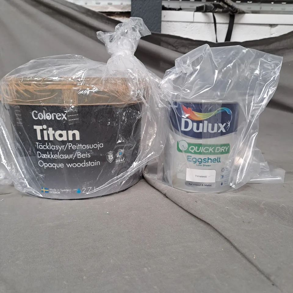 LOT OF 3 PAINT PRODUCTS TO INCLUDE RONSEAL, TITAN AND DULUX