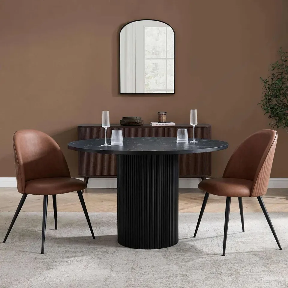 BOXED DUSK HATTIE SET OF 2 DINING CHAIRS - FAUX LEATHER TAN (1 BOX)
