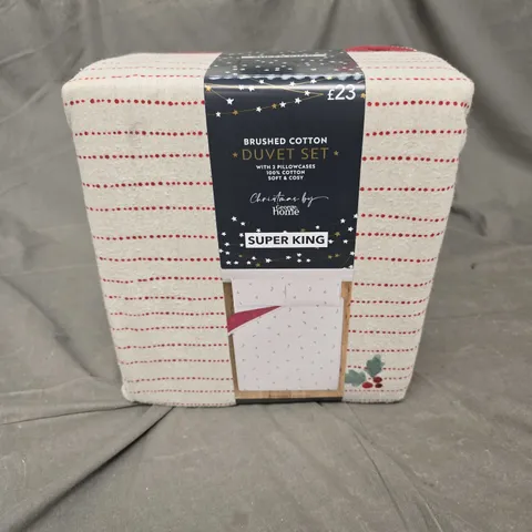 HOME BRUSHED COTTON CHRISTMAS THEMED DUVET SET - SUPER KING
