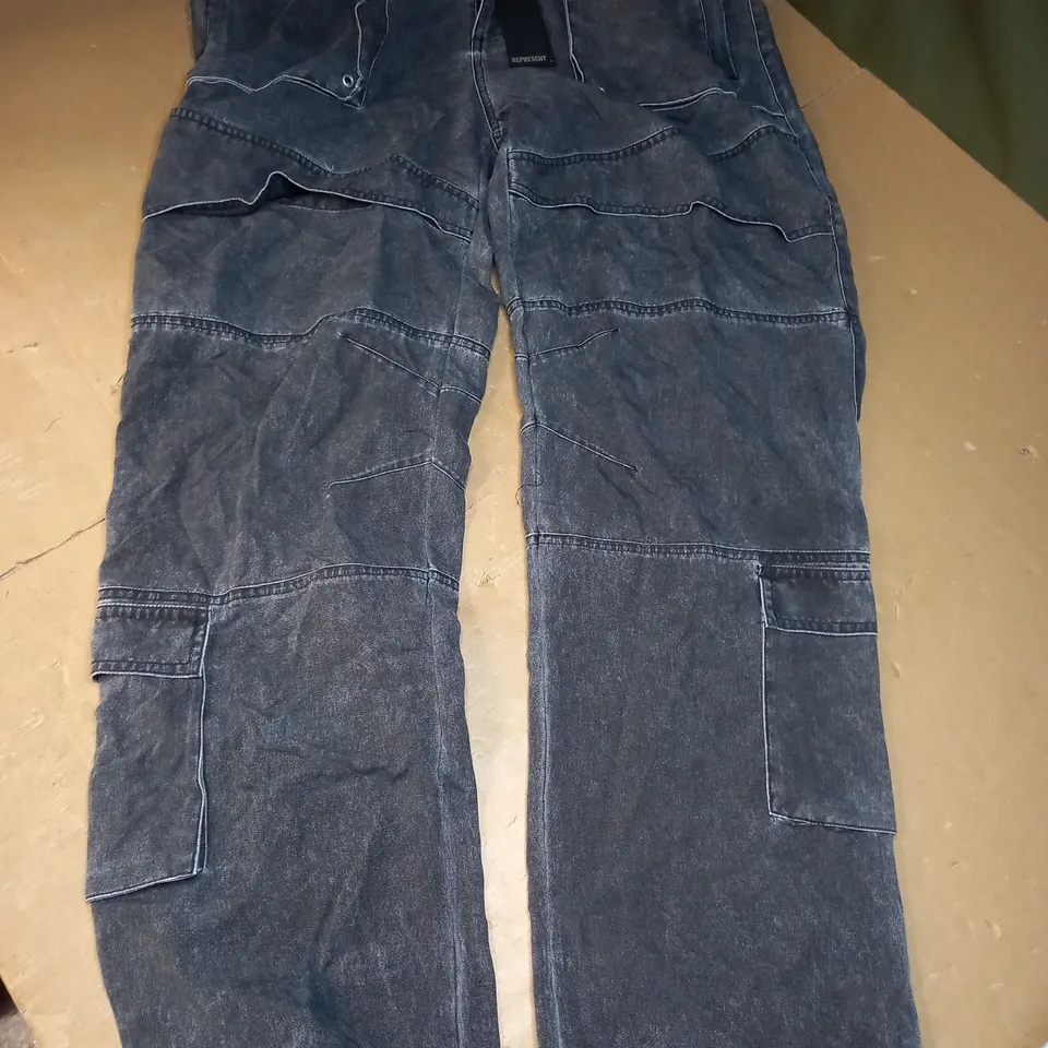 REPRESENT NYLON WASHED BLACK CARGP PANTS - LARGE