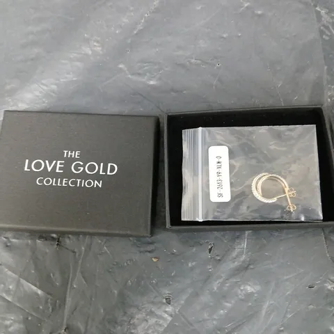 THE LOVE COLLECTION 9CT GOLD CRYSTAL SET HALF HOOP EARRINGS