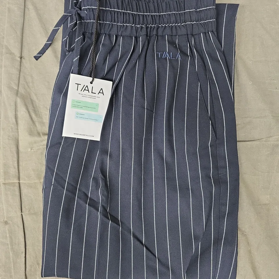 T/ALA DRAWSTRING WIDE LEG PINSTRIPE TROUSERS IN NAVY SIZE XL