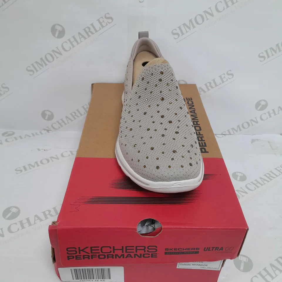SKECHERS FLAT KNIT TAUPE TRAINER - UK 6