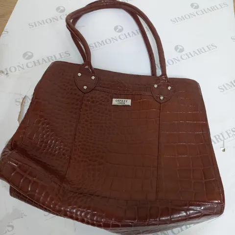 OSPREY LONDON LIGHT BROWN FAUX LEATHER HANDBAG 