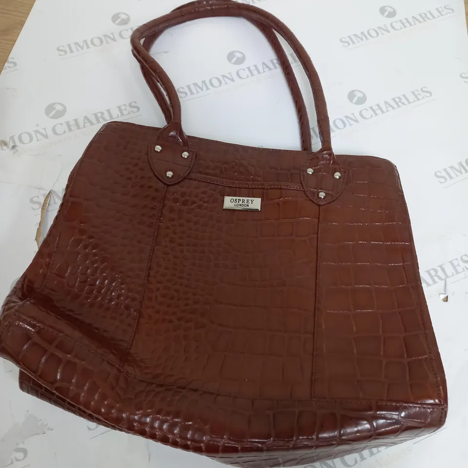 OSPREY LONDON LIGHT BROWN FAUX LEATHER HANDBAG 
