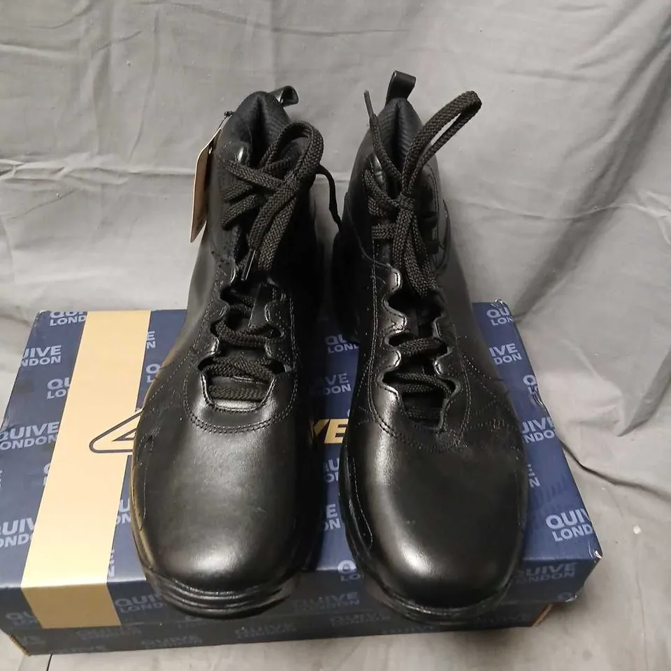 QUIVE LONDON BLACK LEATHER ANKLE BOOTS – MEN’S, UK 9 (EU 43) – BOXED