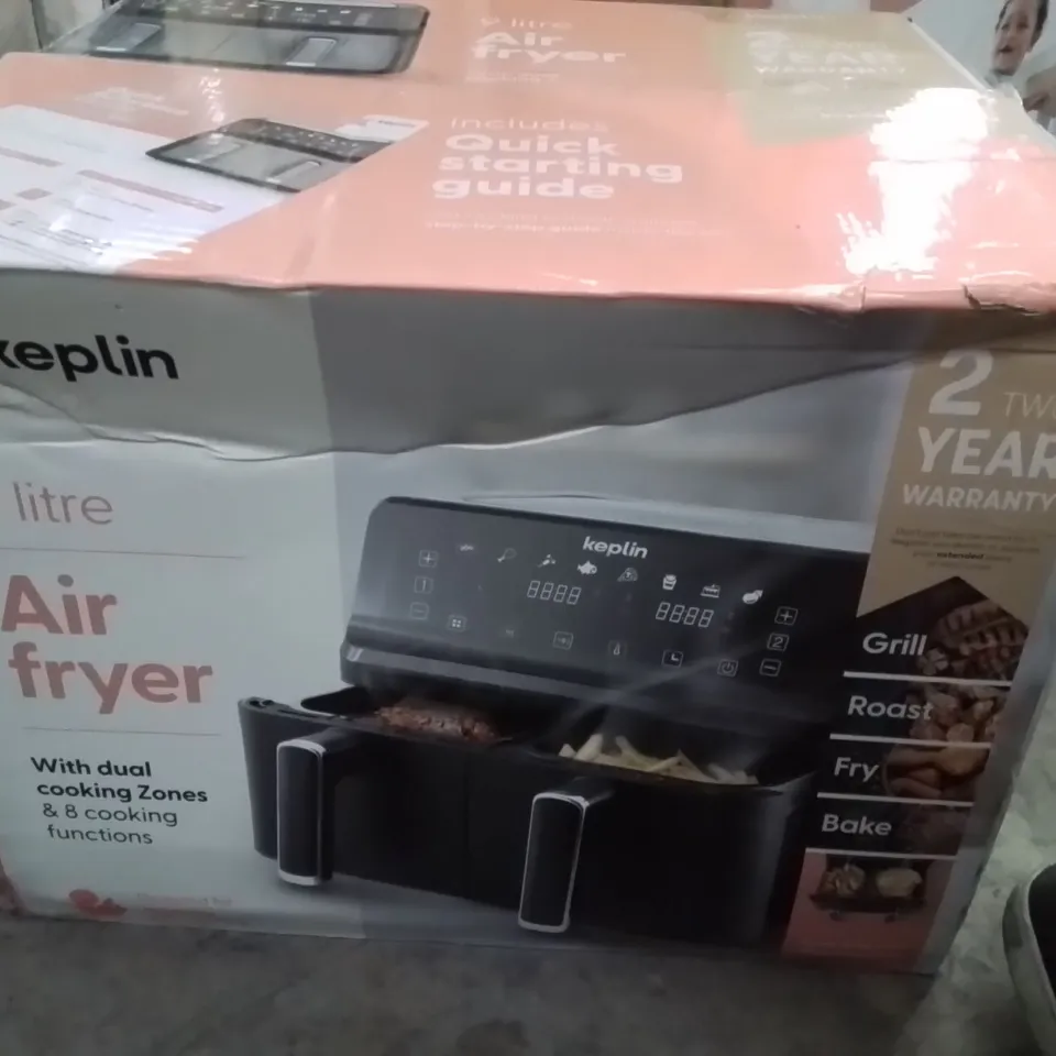 BOXED KEPLIN 9 LITRE AIR FRYER WITH DUAL COOKING ZONES 