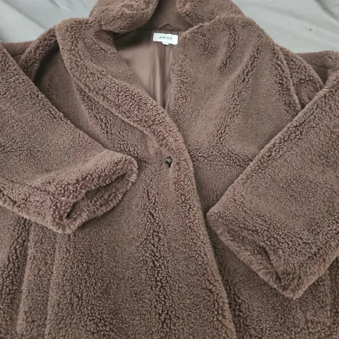NEXT TEDDY COAT – BROWN, WOMEN’S, SIZE M