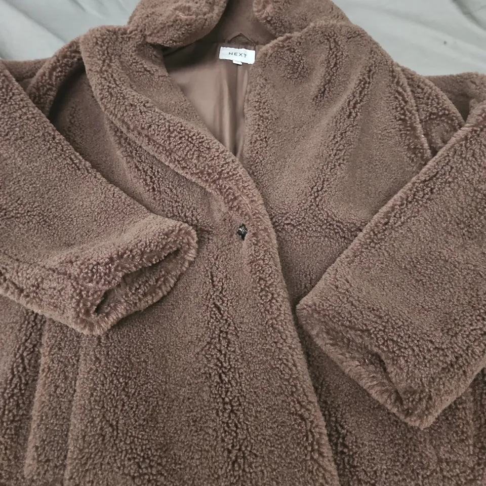 NEXT TEDDY COAT – BROWN, WOMEN’S, SIZE M