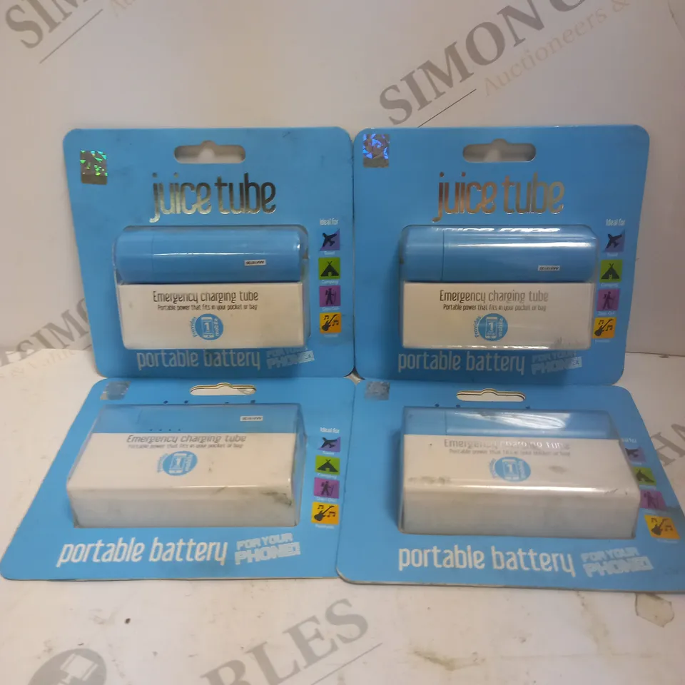 4 X SEALED JUICE PORTABLE EMERGENCY CHARGING TUBES