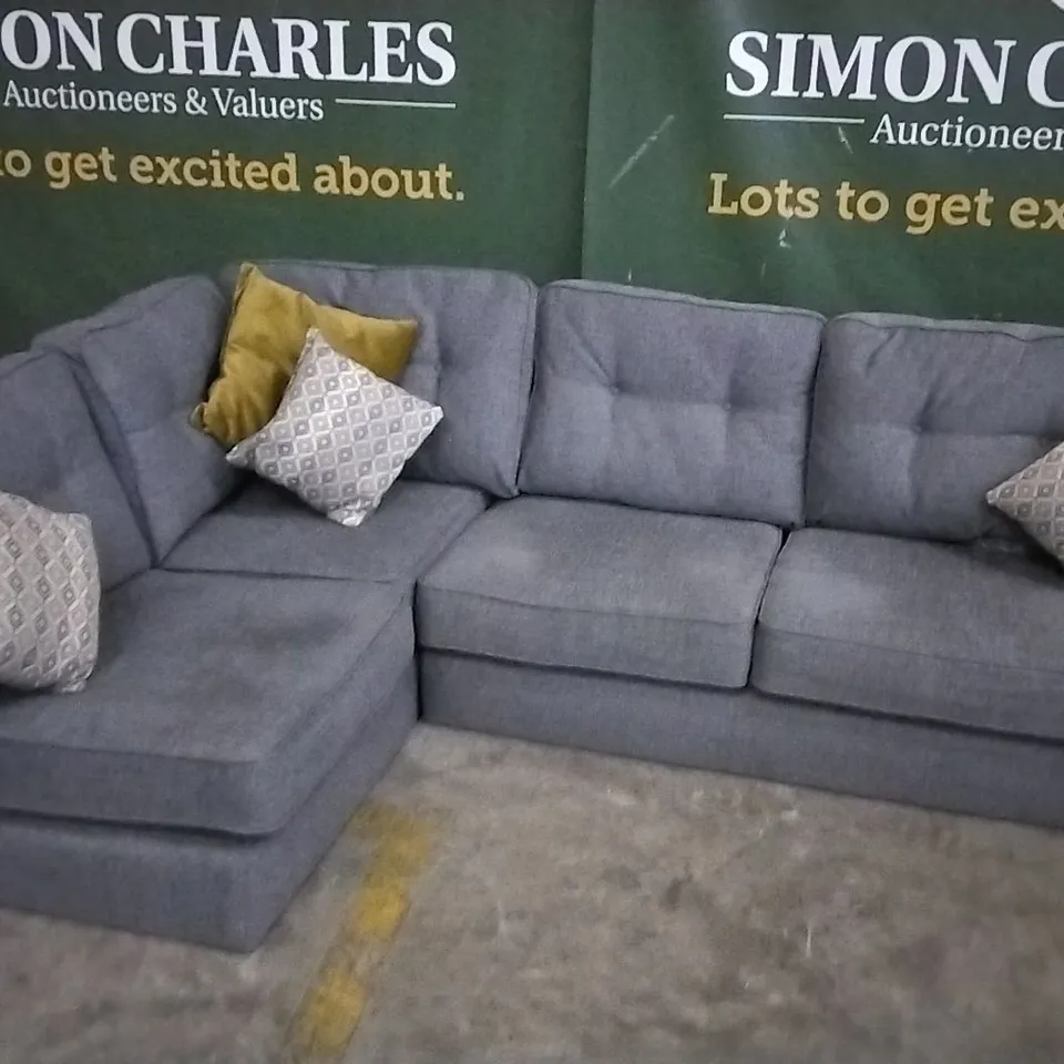 DESIGNER GREY FABRIC CORNER SOFA