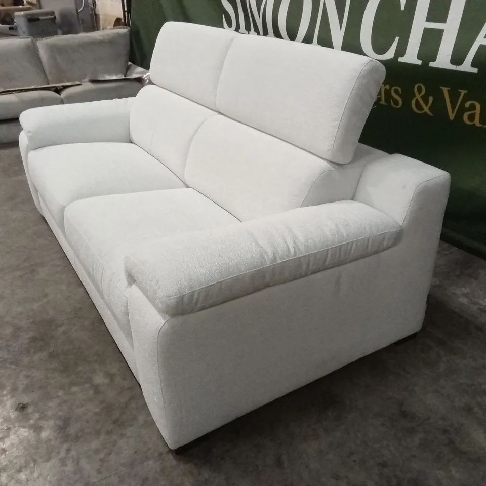 QUALITY DESIGNER ITALIAN MADE DEGANO 3 SEATER FABRIC UPHOLSTERED SOFA - WHITE