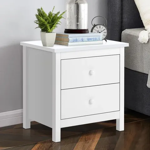 BOXED 2 DRAWER BEDSIDE CHEST WHITE