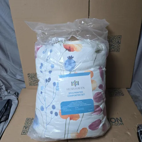 HUSH HAVEN 3-PIECE PRINTED COMFORTER SET – FLORAL DESIGN, 100% POLYESTER