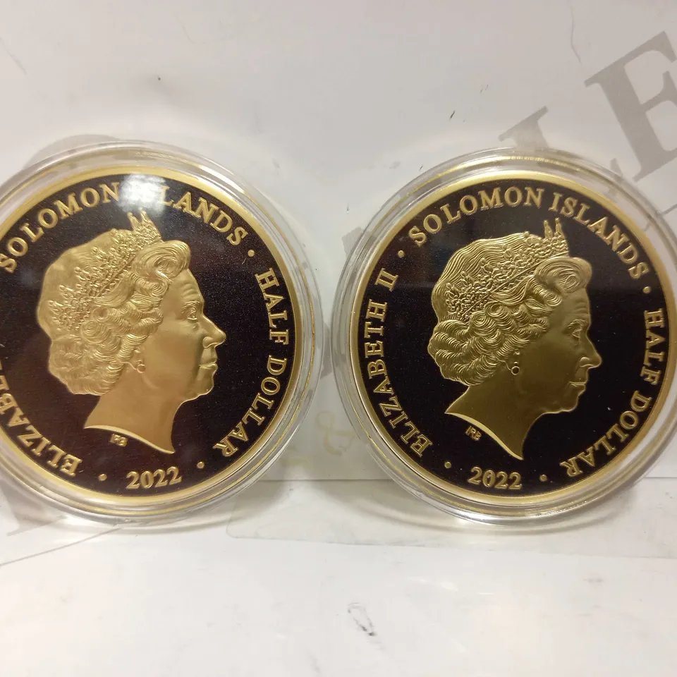 LOT OF 2 TUTANKHAMUN SOLOMON ISLAND HALF DOLLAR COINS