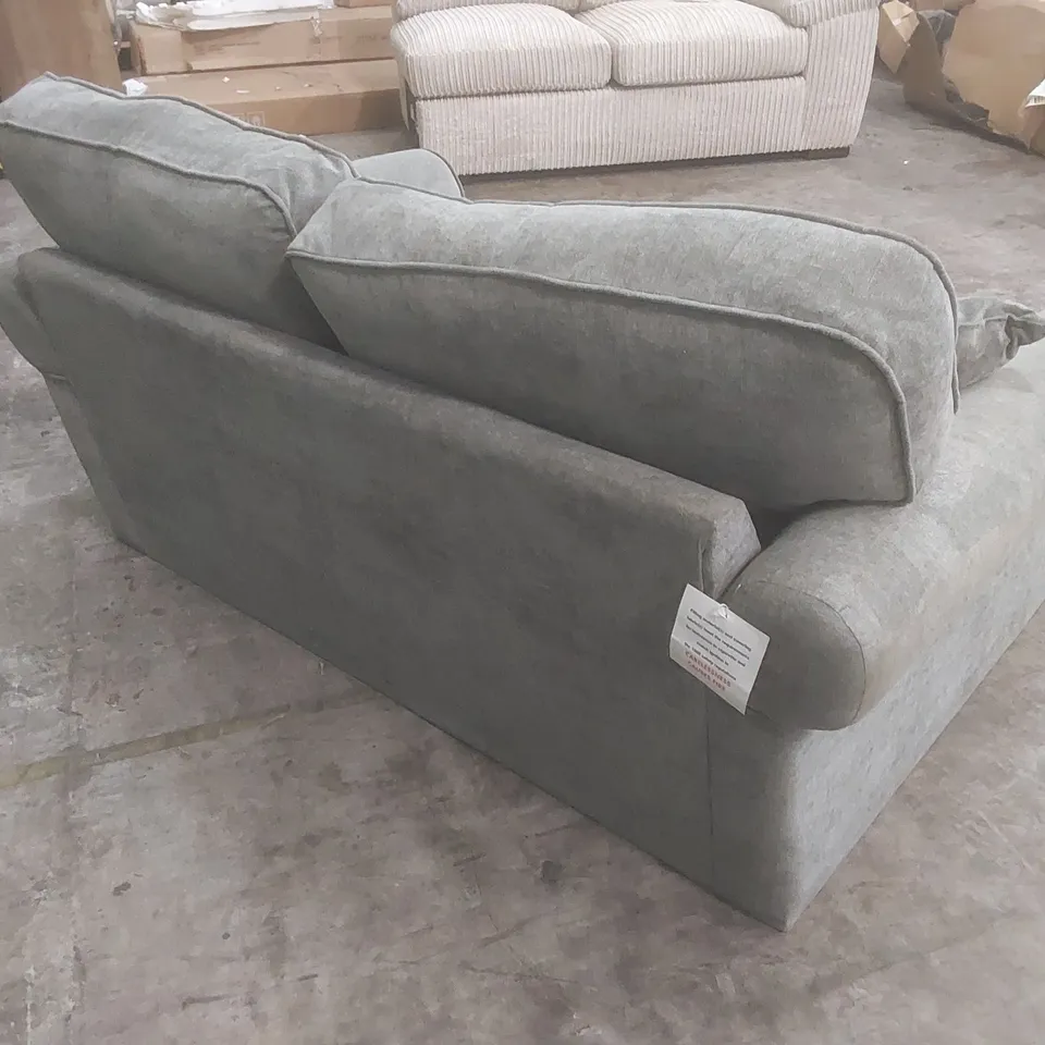 DESIGNER 2 SEATER FABRIC UPHOLSTERED SOFA - GREY