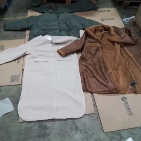 PALLET OF BRAND NEW WOMENS QUALITY DESIGNER CLOTHES APPROXIMATELY 100 TO INCLUDE;SIMPLY BE MAXI AVIATOR COAT,SIMPLY BE,TEDDY MAXI COAT,SIMPLY BE SCARF JACKET