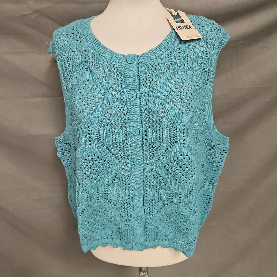 FATFACE JODIE KNITTED VEST IN TEAL SIZE 24