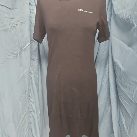 CHAMPION BLACK T-SHIRT DRESS, (US 2XL) – LOGO ON CHEST