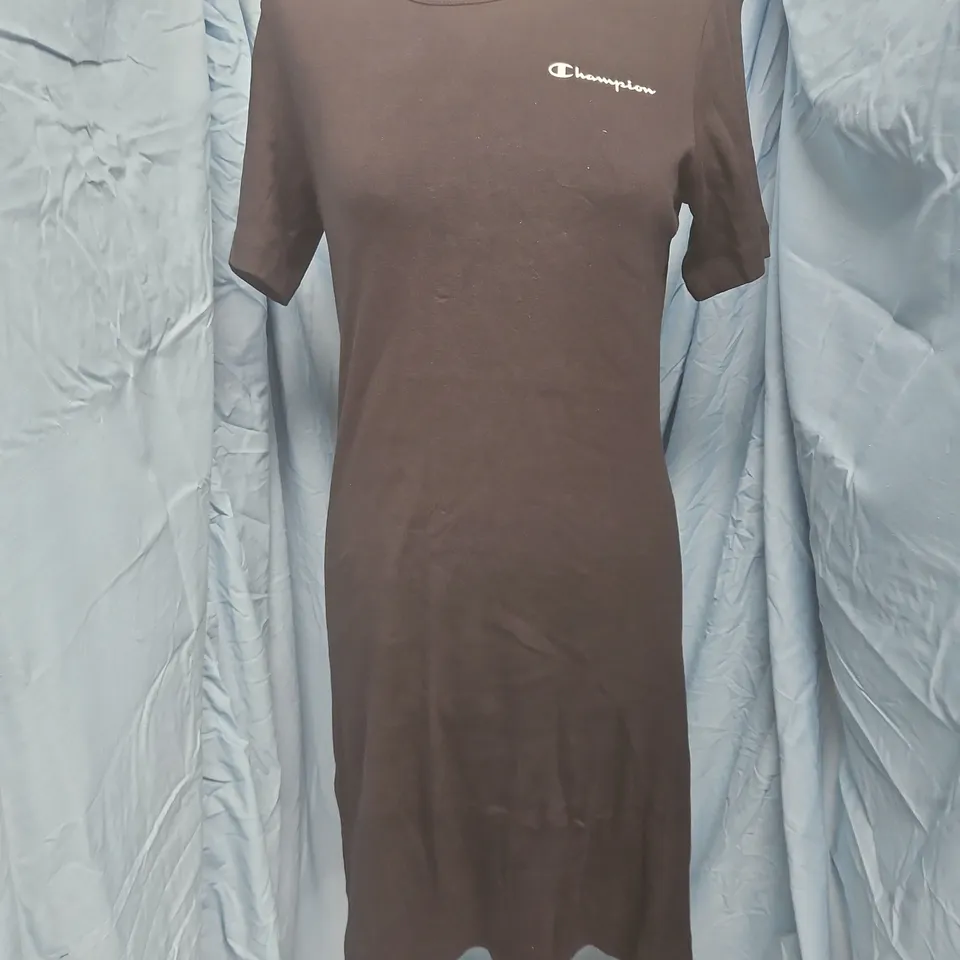 CHAMPION BLACK T-SHIRT DRESS, (US 2XL) – LOGO ON CHEST