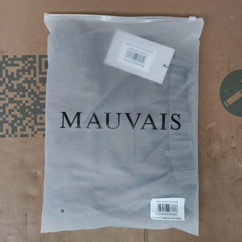 BAGGED MAUVAIS RELAXED FIT PLEATED TAILORED TROUSERS IN TAUPE SIZE W34