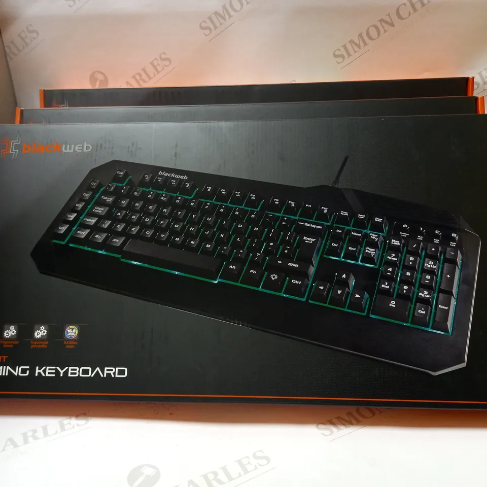 LOT OF 3 BLACKWEB BACKLIT GAMING KEYBOARDS