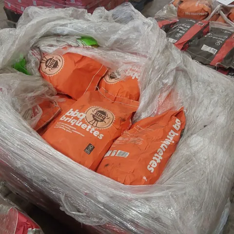 PALLET CONTAINING A LARGE QUANTITY OF CHARCOAL BRIQUETTE BAGS