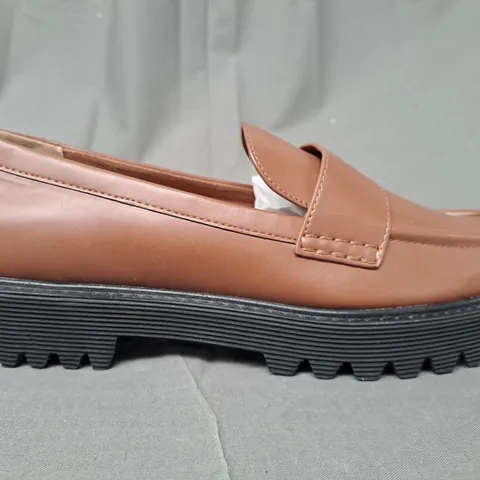BOXED PAIR OF CHARLES & KEITH LOAFERS IN BROWN EU SIZE 38