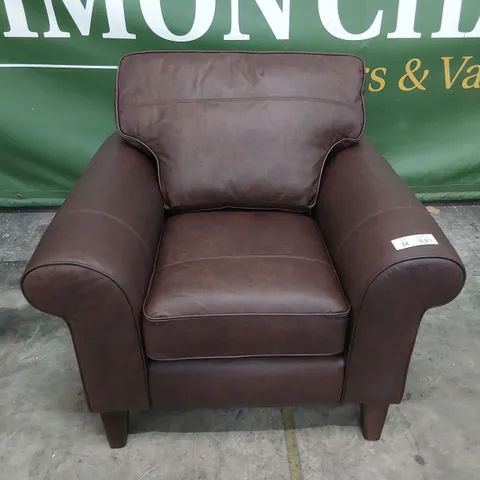 QUALITY BRITISH MADE LOUNGE Co EASY CHAIR BROWN LEATHER