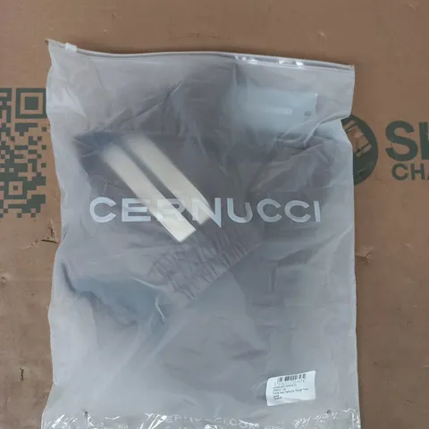 BAGGED CERNUCCI FUNNEL NECK TAPING ZIP-THROUGH TRACK JACKET IN TAUPE SIZE MEDIUM