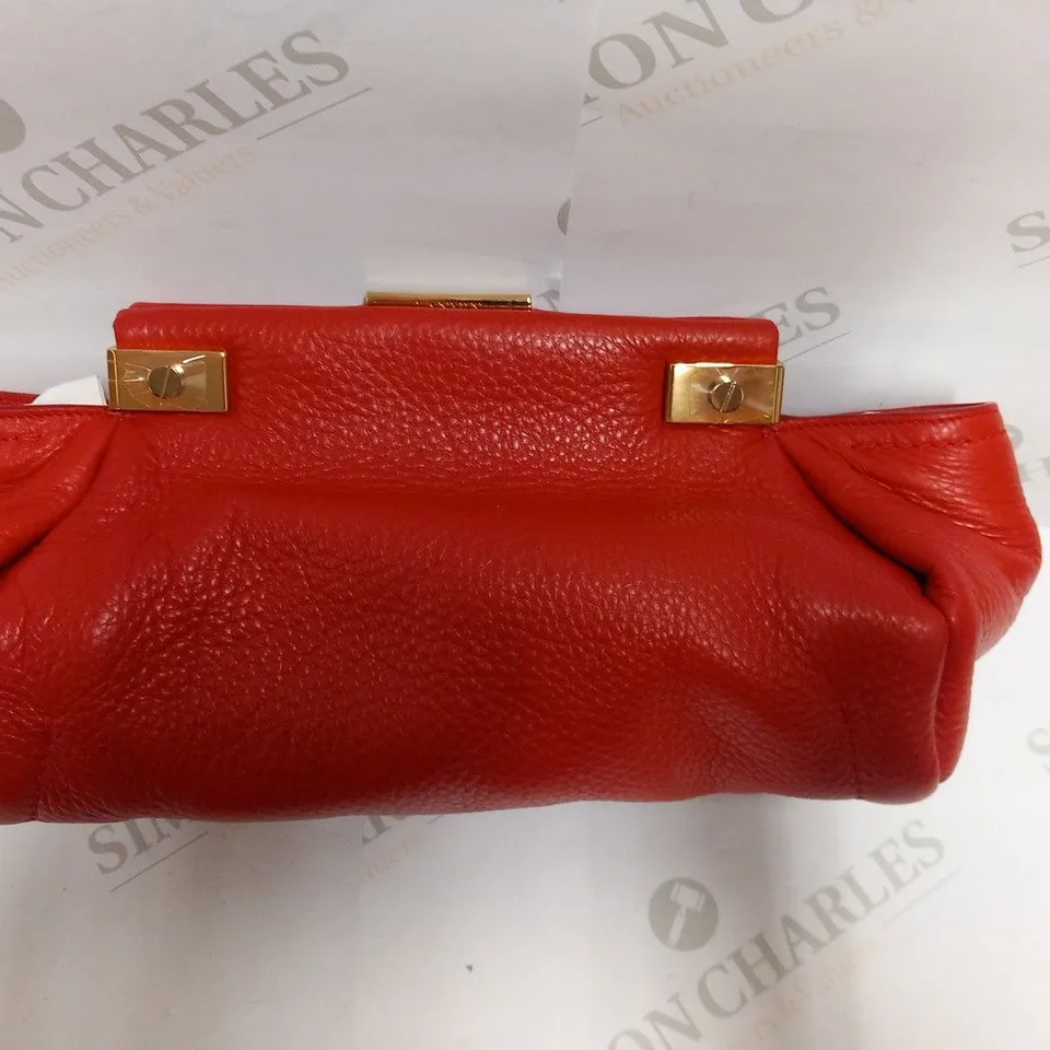 LANVIN TRILOGY RED CALFSKIN CLUTCH BAG