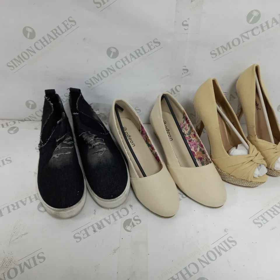 5 BOXED PAIR OF ASSORTED SHOES TO INCLUDE LAVANDA HEELS SIZE 35, ODEAN FLAT SHOES SIZE 6