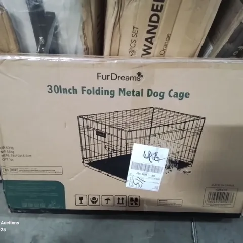 BOXED 30INCH FOLDING METAL DOG CAGE