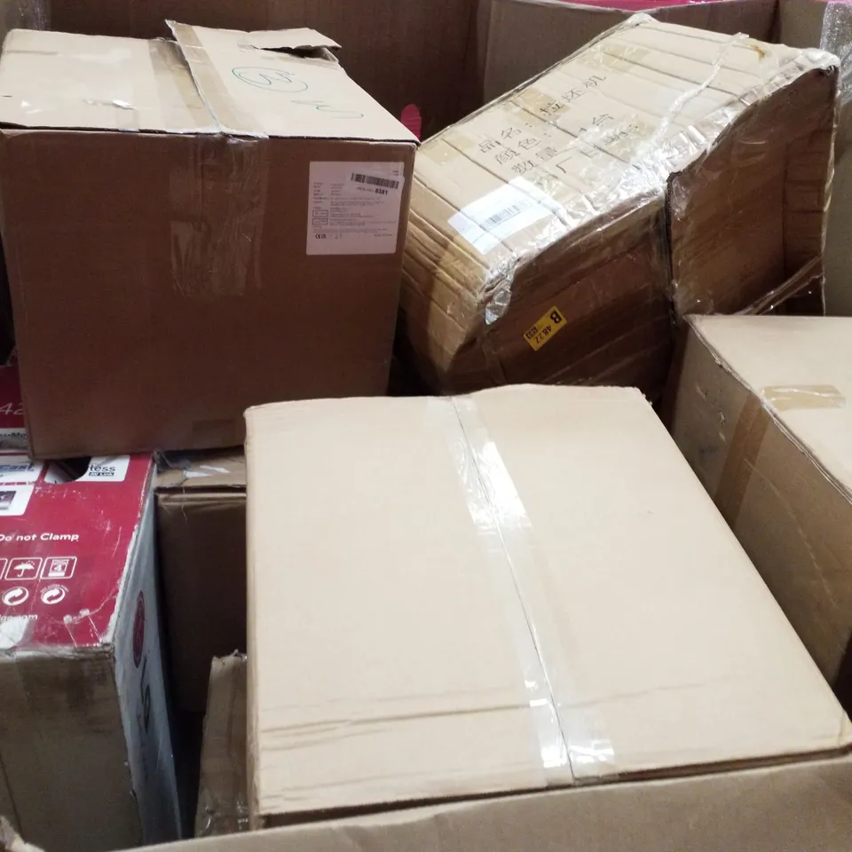 PALLET CONTAINING ASSORTED PRODUCTS INCLUDING DUAL ZONE AIR FRYER, LED BATTEN LIGHT, RUSSELL HOBBS 4 SLICE TOASTER & CAMPING FOLDING MOON CHAIR 