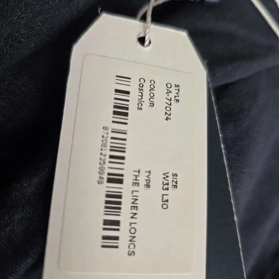 MR MARVIS LINEN LONGS TROUSERS – NAVY, SIZE W33 L30