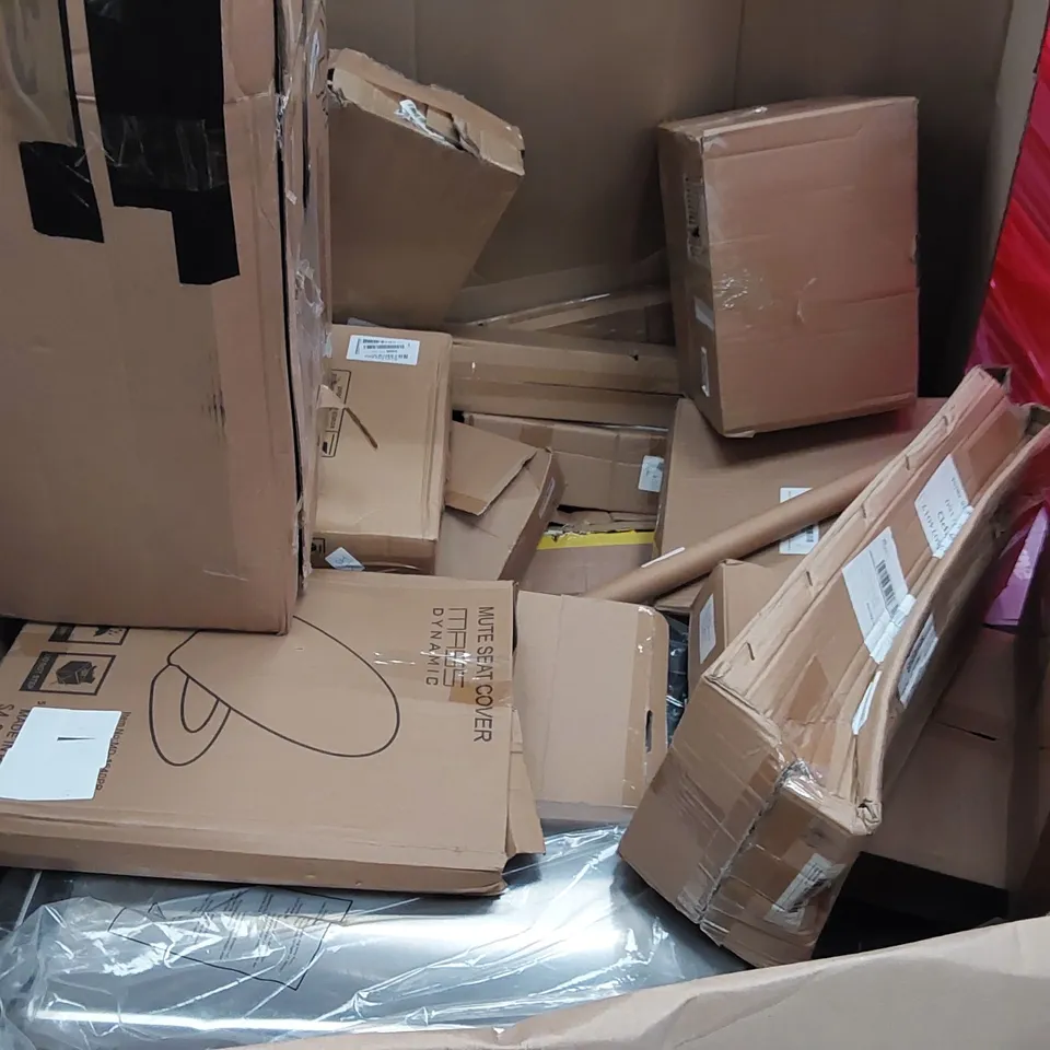 PALLET OF ASSORTED ITEMS INCLUDING: OFFICE CHAIR, VACUUM CLEANER, SENSOR BIN, LAPTOP DESK, FABRIC WARDROBE 