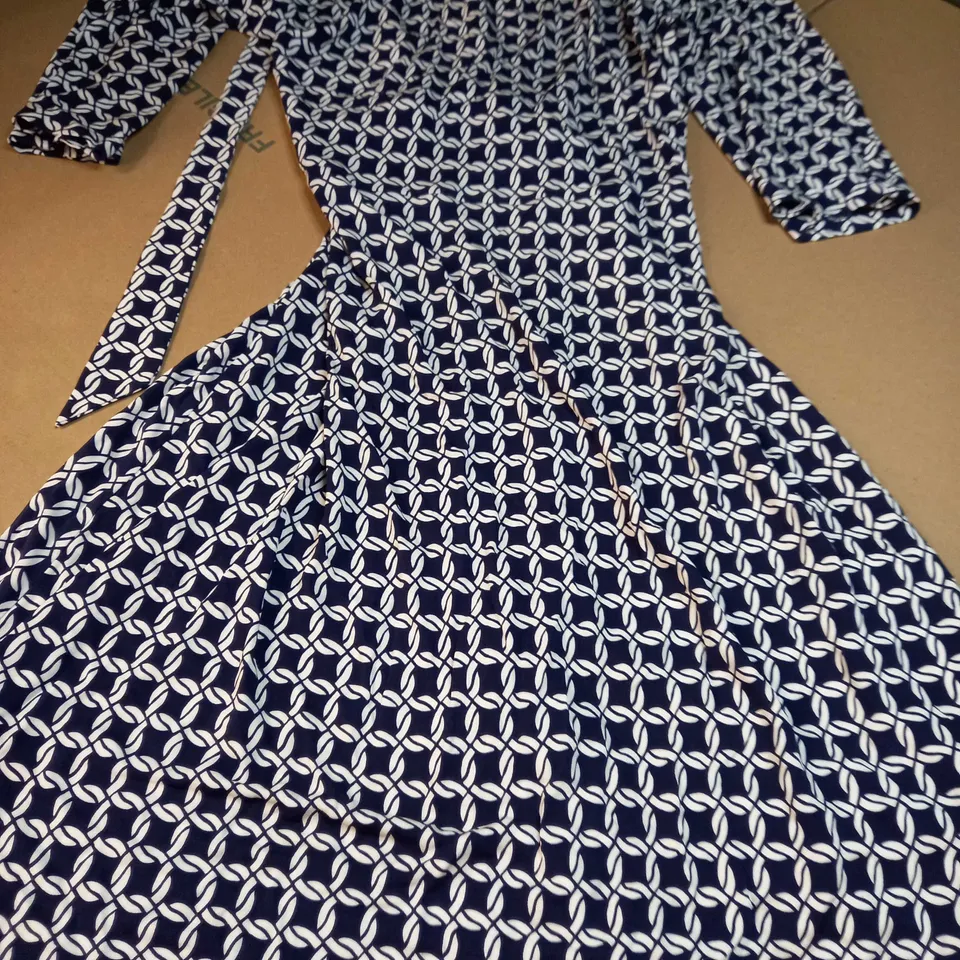 LK BENNETT NAVY/PRINT MAXI DRESS - SIZE 10
