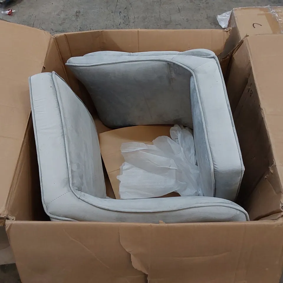 BOXED ROCCO DINING CHAIR IN LIGHT GREY VELVET - SET OF 2