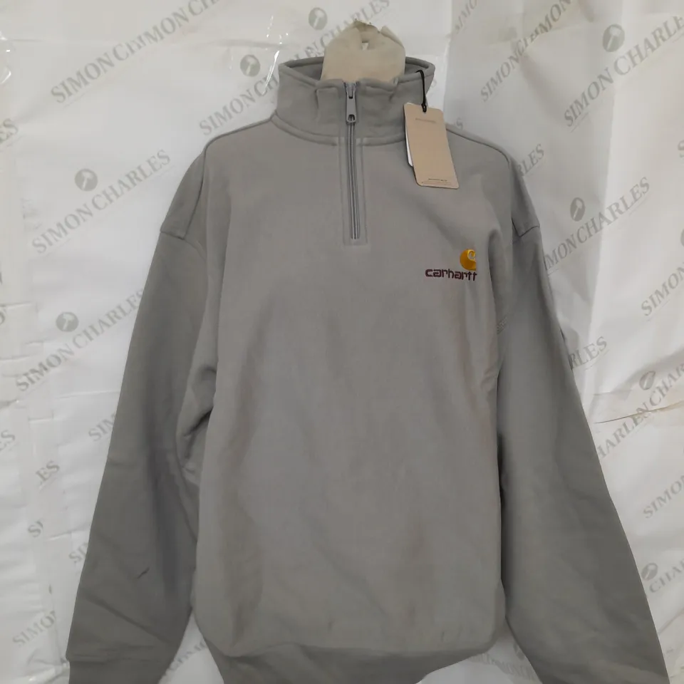 CARHARTT HALF ZIP AMERICAN SCRIPT SWEAT IN MARENGO SIZE L