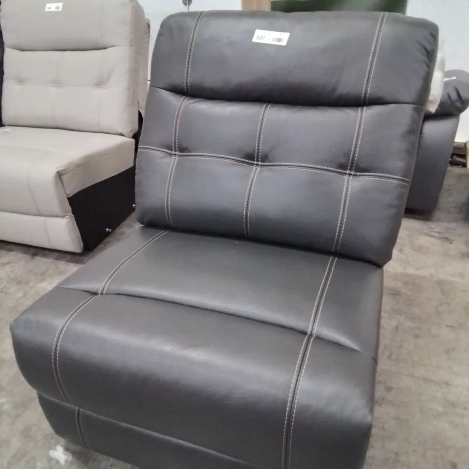 DESIGNER CORSICA SINGLE ARMLESS SECTION NAVY GREY LEATHER CONTRASTING STITCH