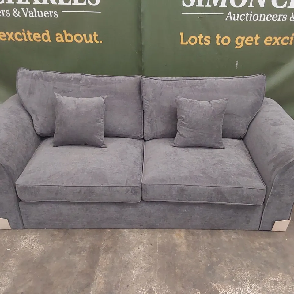 QUALITY DESIGNER BEATRICE 3 SEATER FABRIC SOFA - CHARCOAL 