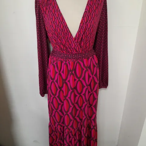 BODEN JERSEY MAXI WRAP DRESS IN PINK - 16R