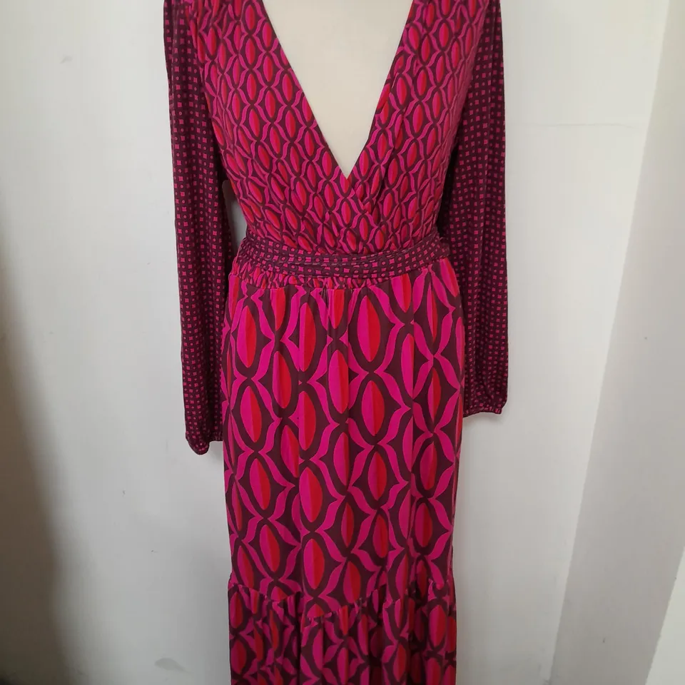 BODEN JERSEY MAXI WRAP DRESS IN PINK - 16R
