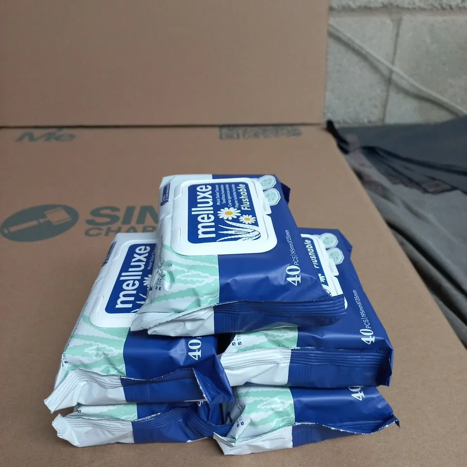 LOT OF 5 PACKS OF MELLUXE MOIST TOILET TISSUE WIPES 40 WIPES PER PACK