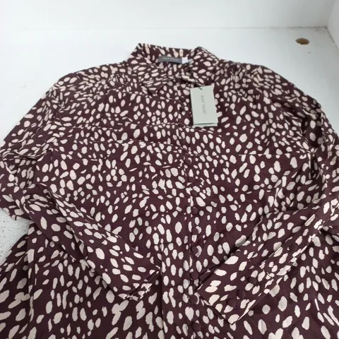 MINT VELVET BURGUNDY ANIMAL PRINT SHIRT – UK L
